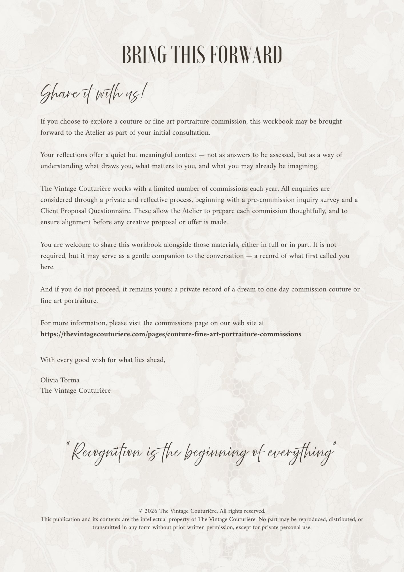 The Legacy Couture Portrait Workbook — Complimentary Edition