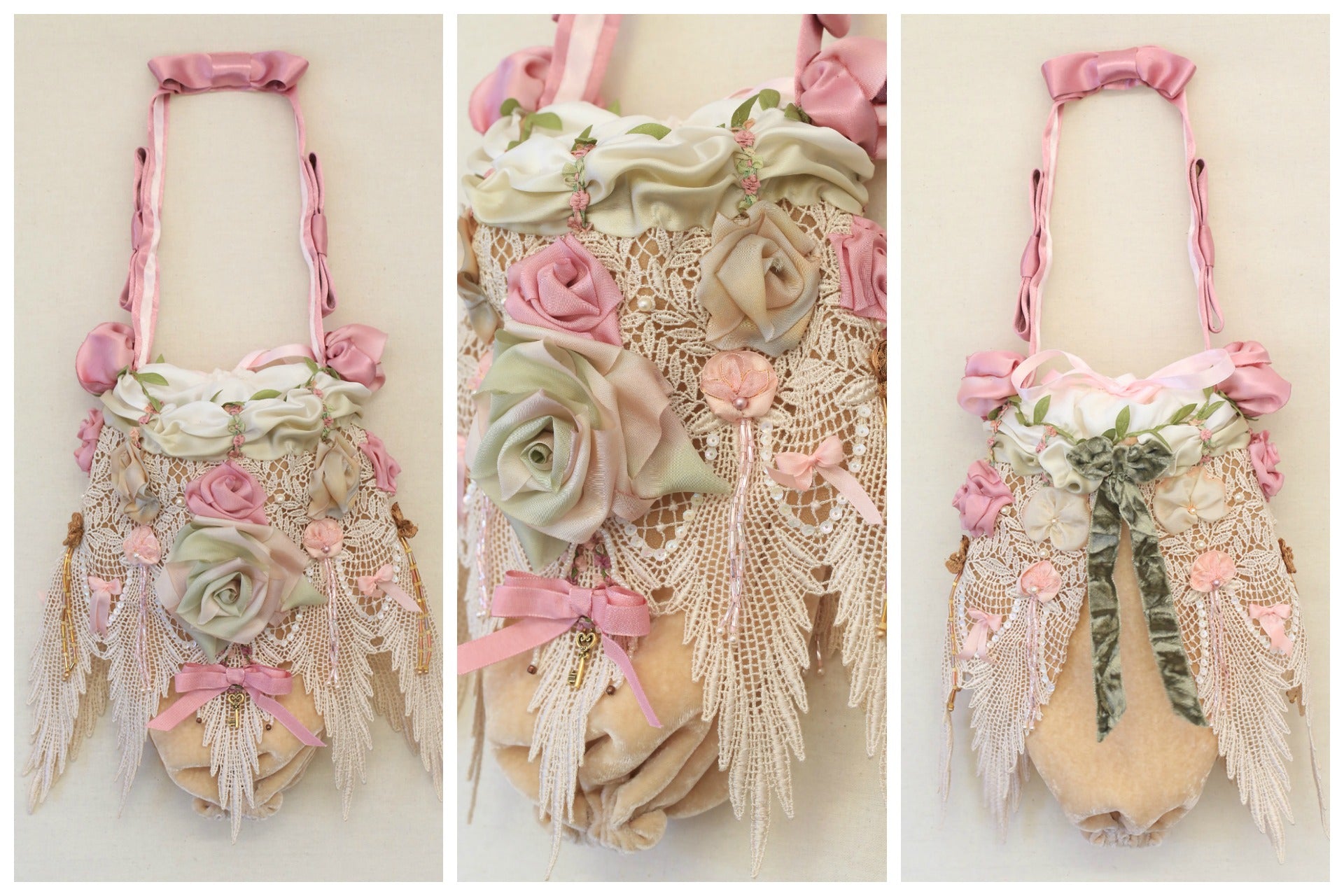 Silk Velvet Reticule Drawstring Bridal Pouch Vintage Inspired Legacy Couture Portraits