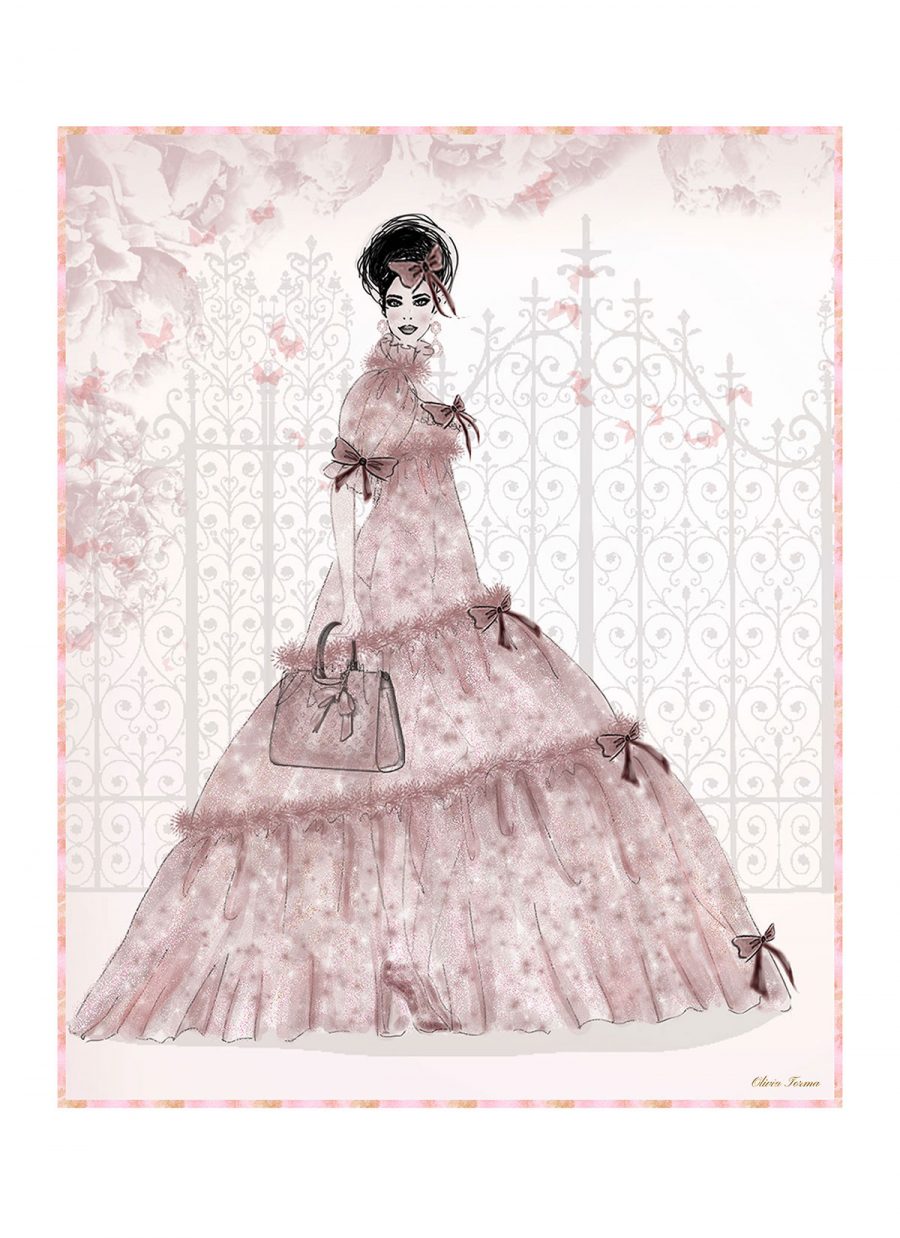 Peony Rose Chiffon Ball Gown Portrait by The Vintage Couturiere