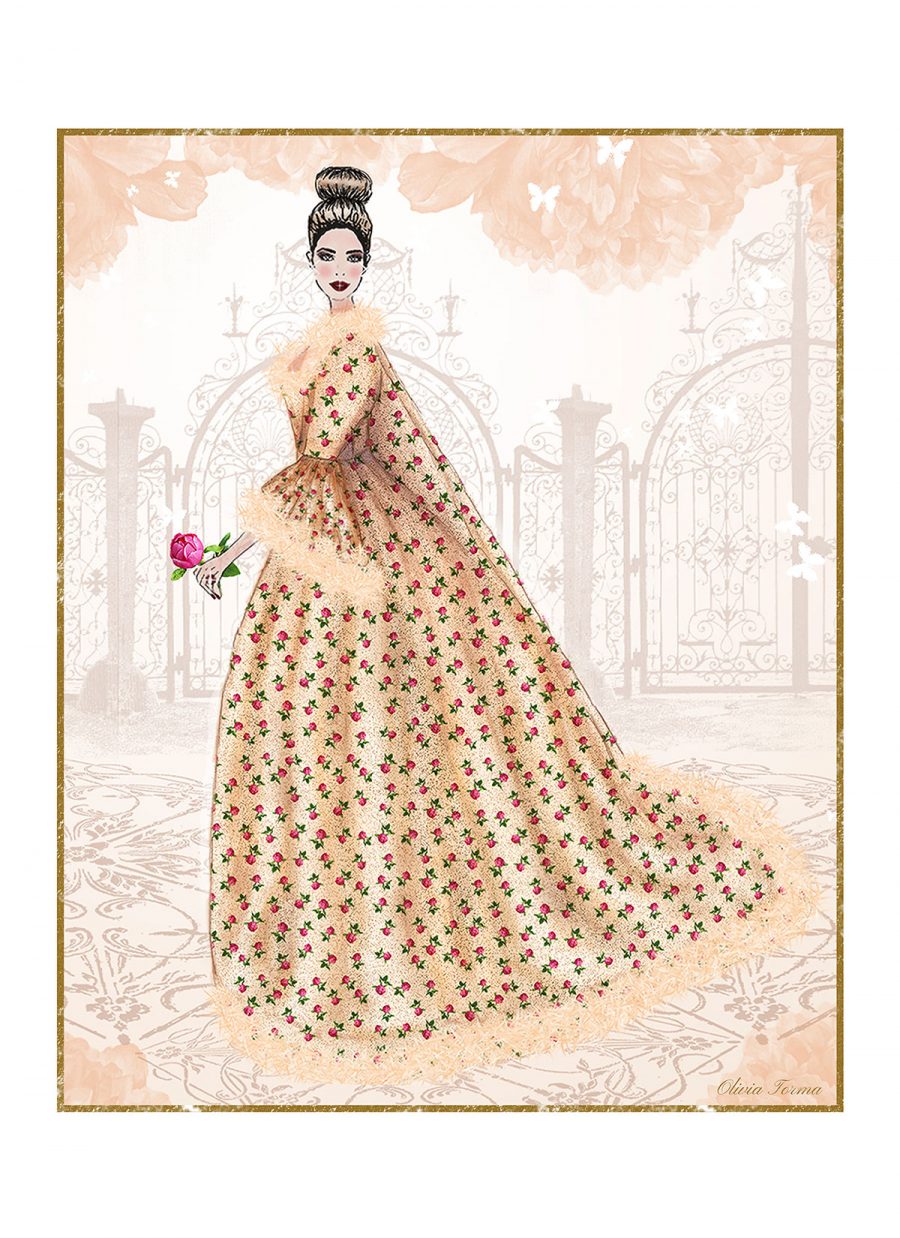 Peony Rose Robe a la Francaise Portrait by The Vintage Couturiere